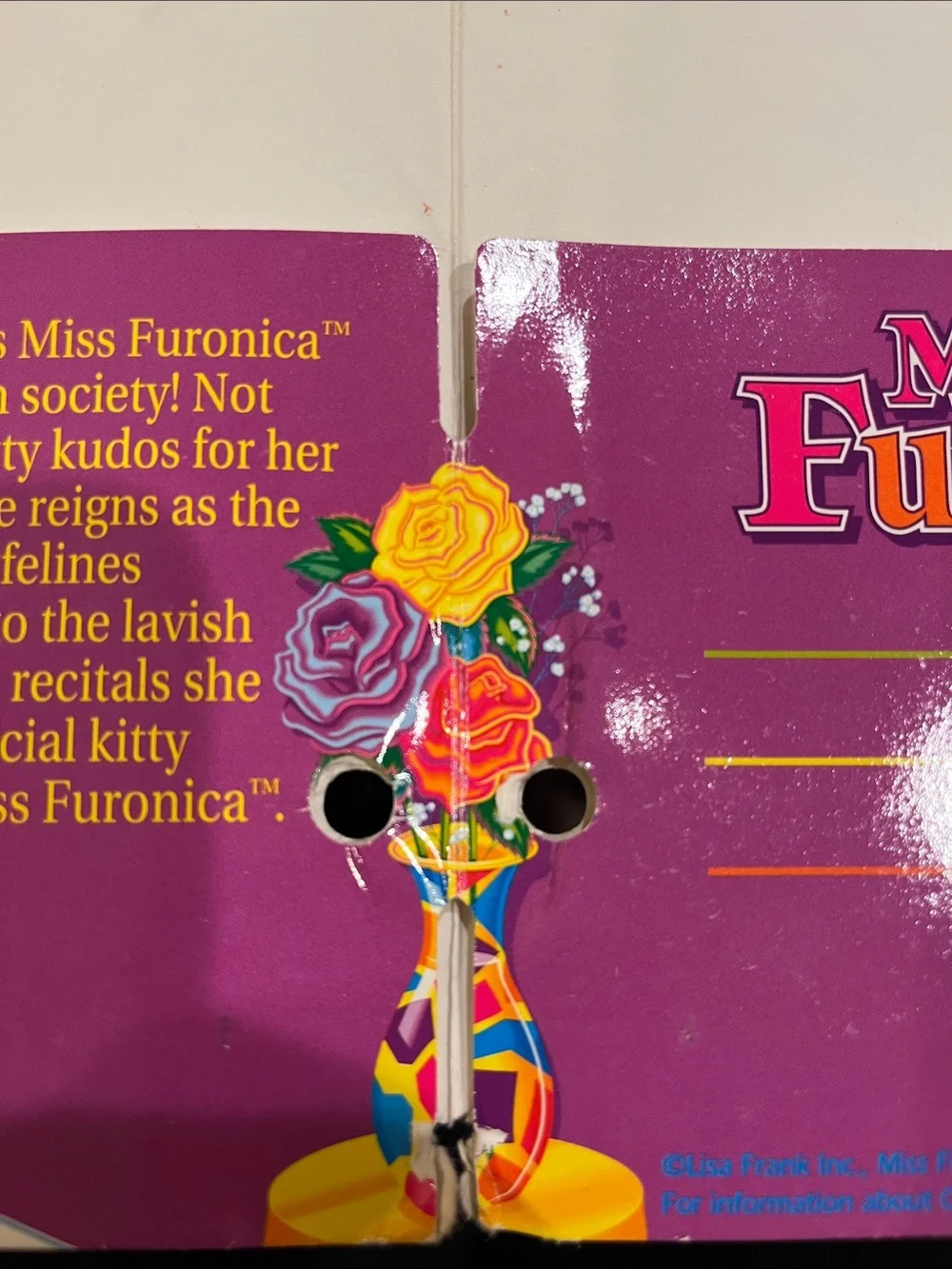 Lisa Frank Miss Furonica Colorful Blue Cat vintage folder